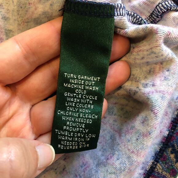 Lauren Ralph Lauren VTG 90s Paisley Knit Top 2X Cotton Crewneck Retro Boho - Picture 7 of 9